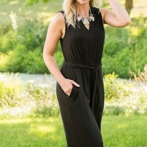 Matilda Jane Black Sleeveless PowerPoint Jumpsuit size small